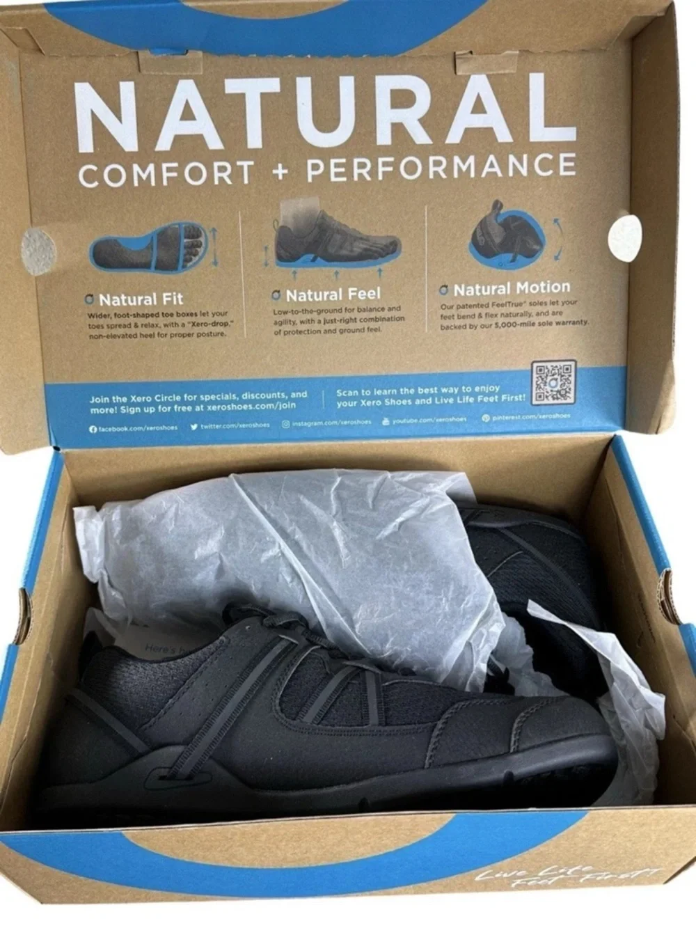 Xero Men's Sz 8 Prio Zero Drop Barefoot Shoes Black Sneaker Athletic Running